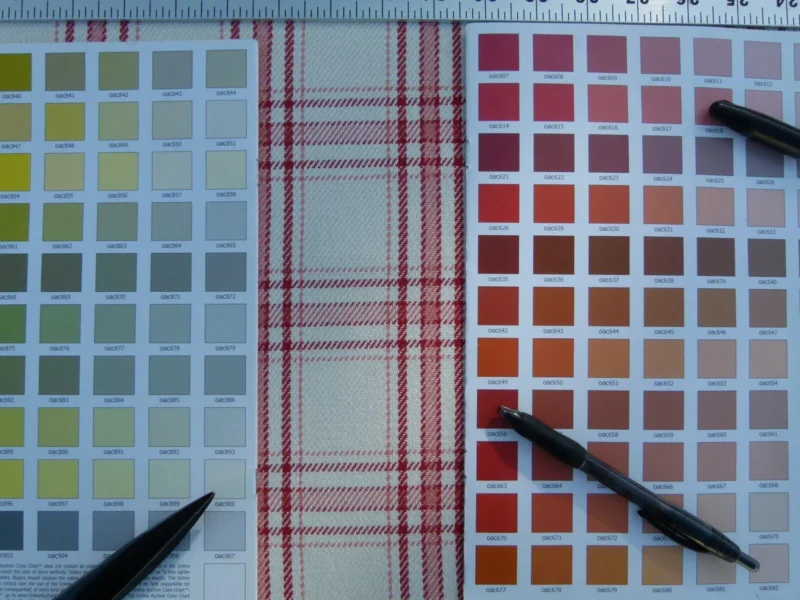 P1040555 Scalamandre Bynam Check Grey Watkins Rose Pink White Plaid Cotton MSRP USD 128/Y  Old World Weavers