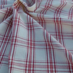 P1040558 Scalamandre Bynam Check Grey Watkins Rose Pink White Plaid Cotton MSRP USD 128/Y  Old World Weavers