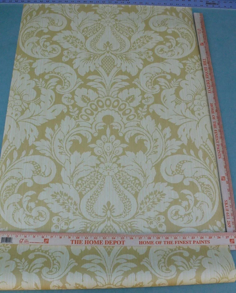 High End Wallpape Scalamandre "daphne  Classic Gold" Renaissance Damask Strie MSRP USD 174/single Roll  Old World Weavers