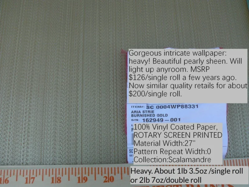 P1650214 Aria Strie Burnished Gold Wallpaper Scalamandre 5 Yards Single Roll MSRP USD 126/single Roll