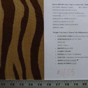 P1660338 Beacon Hill Mumbai Silk Vevet Copper Zebra Tiger Brown Gold Animal Skin Heavy MSRP USD 663.76/y