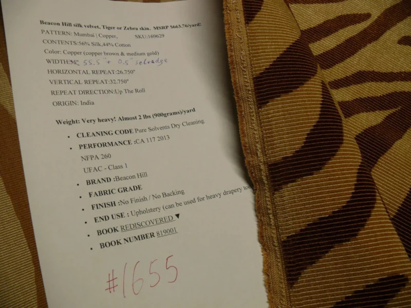 P1660348 Beacon Hill Mumbai Silk Vevet Copper Zebra Tiger Brown Gold Animal Skin Heavy MSRP USD 663.76/y