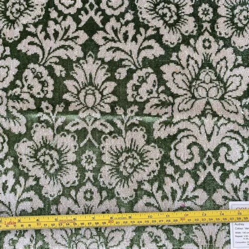 img_9765 Scalamandre Audrey Cut Velvet Linen Green Renaissance Artichoke Rose MSRP USD 427/Y