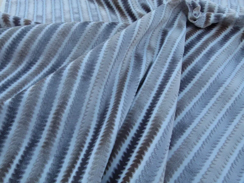P1030377 Scalamandre La Foltiere Shadow Grey Silver Pewter Cut Velvet Stripe Old World Weavers MSRP USD 284