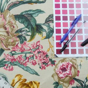 Scalamandre Shelton Garden In Oyster Spring Tulip Peony Hyacinths Lilac Flowers Linen Print Grey Watkins MSRP USD 440/yard Old World Weavers