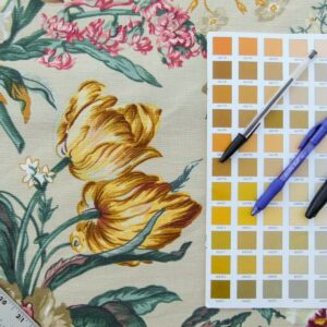 Scalamandre Shelton Garden In Oyster Spring Tulip Peony Hyacinths Lilac Flowers Linen Print Grey Watkins MSRP USD 440/yard Old World Weavers