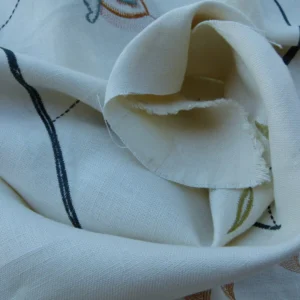 P1030437 1.25y Scalamandre Mangalore Teal Multi Blue Orange Red On White Embroidery Crewel Linen MSRP USD 240/Y Old World Weavers (copy)