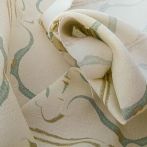 Scalamandre Helena Print Sea Spray Blue on Cream Ikat Ancient Ruins Linen MSRP USD 184/Y  Old World Weavers
