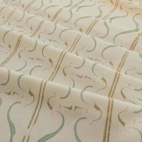 P1030553 Scalamandre Helena Print Sea Spray Blue on Cream Ikat Ancient Ruins Linen MSRP USD 184/Y  Old World Weavers