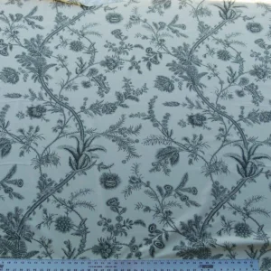 P1030577 By Yd Scalamandre Grey Watkins Languedoc Charcoal Black White Botanic Fern and Thistle Southern France Toile Circa 1790 MSRP USD 364/y