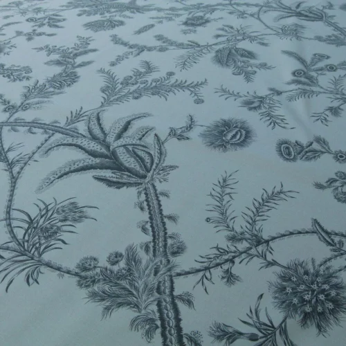 P1030578 By Yd Scalamandre Grey Watkins Languedoc Charcoal Black White Botanic Fern and Thistle Southern France Toile Circa 1790 MSRP USD 364/y