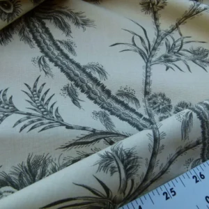 P1030580 By Yd Scalamandre Grey Watkins Languedoc Charcoal Black White Botanic Fern and Thistle Southern France Toile Circa 1790 MSRP USD 364/y