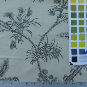 P1030582 By Yd Scalamandre Grey Watkins Languedoc Charcoal Black White Botanic Fern and Thistle Southern France Toile Circa 1790 MSRP USD 364/y