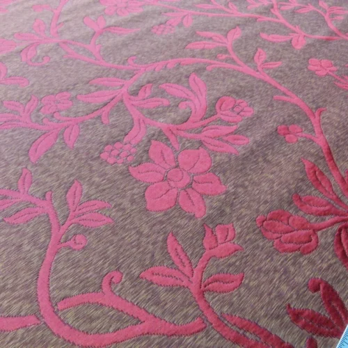 P1030613 Scalamandre Romantic Sapporo Rust Red Gold Silk Linen Lampas MSRP USD 516/y Superb Weight! Vine