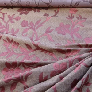 P1030620 Scalamandre Romantic Sapporo Rust Red Gold Silk Linen Lampas MSRP USD 516/y Superb Weight! Vine