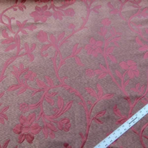 P1030621 Scalamandre Romantic Sapporo Rust Red Gold Silk Linen Lampas MSRP USD 516/y Superb Weight! Vine