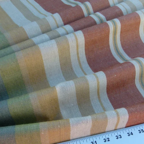P1040582 Scalamandre Linda Stripe Custom Multi Color Red Green Pink Gold Silk Twill MSRP USD 172/yard Heavy! Old World Weavers