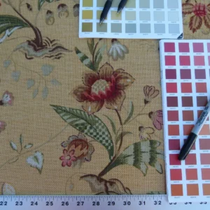 P1040603 By Yard Scalamandre Old World Weavers Kentwell Brick Olive Wheat English Chintz Linen Heavy MSRP USD 324/Y