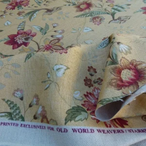 P1040604 By Yard Scalamandre Old World Weavers Kentwell Brick Olive Wheat English Chintz Linen Heavy MSRP USD 324/Y