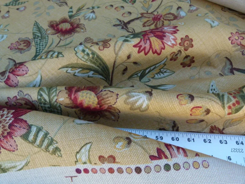 P1040606 By Yard Scalamandre Old World Weavers Kentwell Brick Olive Wheat English Chintz Linen Heavy MSRP USD 324/Y