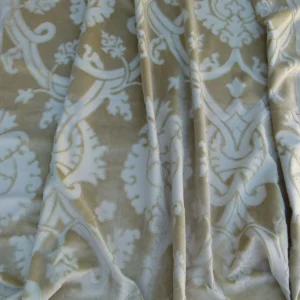 P1040613 0.5y Scalamandre Fonthill Velours Savoie Beige Cut Velvet 100% Cotton Old World Weavers MSRP USD 304/Y