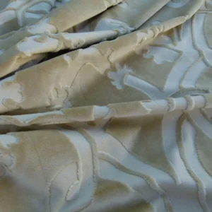 P1040614 0.5y Scalamandre Fonthill Velours Savoie Beige Cut Velvet 100% Cotton Old World Weavers MSRP USD 304/Y