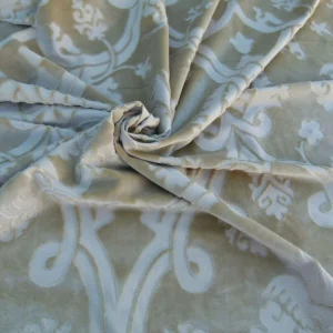 P1040615 0.5y Scalamandre Fonthill Velours Savoie Beige Cut Velvet 100% Cotton Old World Weavers MSRP USD 304/Y