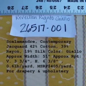 P1040665 By Yard Scalamandre Reveillon Rigato Giallo Gold Silk Jacquard Colony From Italy MSRP USD 405/Y