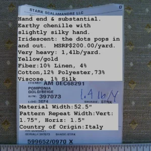 P1040859 By Yard Scalamandre Pomponia Diamond Dot Gold Beige Thick Viscose Old World Weavers MSRP USD 200/Y