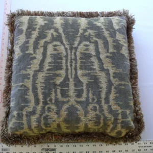 P1580612 Scalamandre Pillow 21x21" Aquarius Cut Velvet Linen Moss Green MSRP USD 500