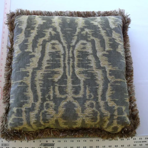 P1580612 Scalamandre Pillow 21x21" Aquarius Cut Velvet Linen Moss Green MSRP USD 500