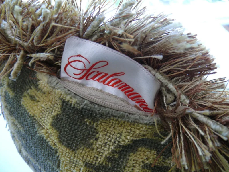 P1580613 Scalamandre Pillow 21x21" Aquarius Cut Velvet Linen Moss Green MSRP USD 500