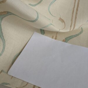 Scalamandre Helena Print Sea Spray Blue on Cream Ikat Ancient Ruins Linen MSRP USD 184/Y  Old World Weavers