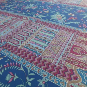 P1040970 Scalamandre Sultanabad Fonthill Black Turkish Print Blue Old World Weavers MSRP USD 204/Y