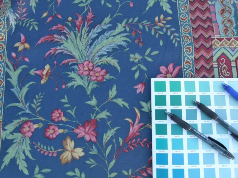 P1040971 Scalamandre Sultanabad Fonthill Black Turkish Print Blue Old World Weavers MSRP USD 204/Y