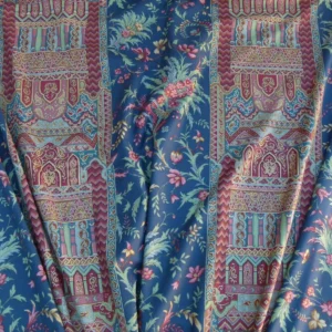 P1040974 Scalamandre Sultanabad Fonthill Black Turkish Print Blue Old World Weavers MSRP USD 204/Y