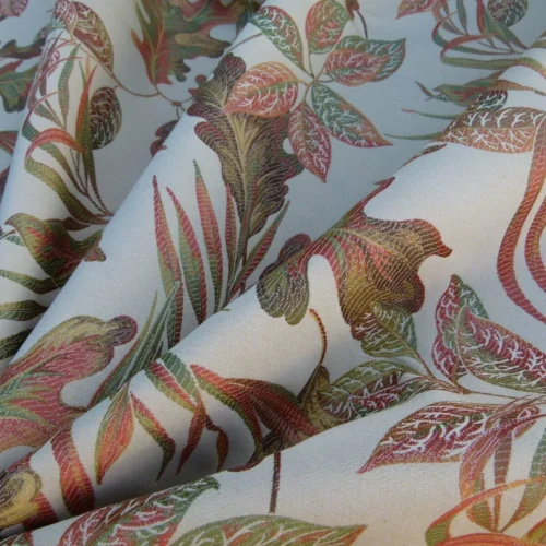 P1050009 Scalamandre Old World Weavers Foliage Autumn Tropical Leaves Spectacular Lampas Orange Red Gold MSRP USD 296/Y