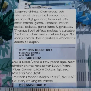 P1050030 By Yard Scalamandre Eugenie Multi On Blue Chintz Tromp D’oeil Satin Sache Rose Garland MSRP USD 288/Yd