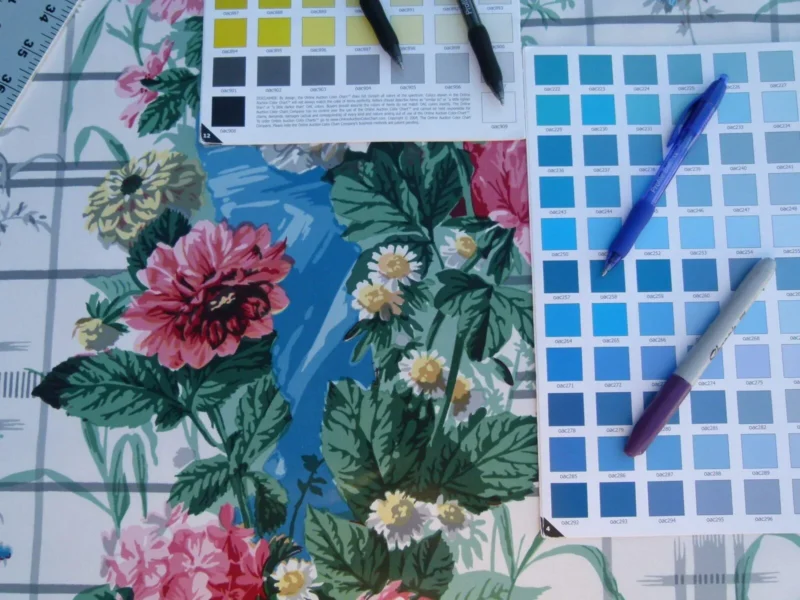 P1050031 By Yard Scalamandre Eugenie Multi On Blue Chintz Tromp D’oeil Satin Sache Rose Garland MSRP USD 288/Yd