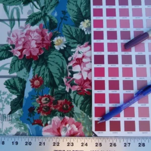 P1050032 By Yard Scalamandre Eugenie Multi On Blue Chintz Tromp D’oeil Satin Sache Rose Garland MSRP USD 288/Yd