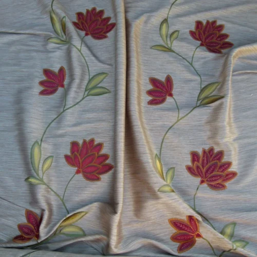 P1050049 Scalamandre Less Is More Bronze Embroidery Vine Flower Red Gold Green MSRP USD 135/y