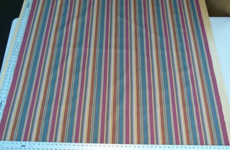 P1050091 Scalamandre Wyke Ruby/Multi Old World Weavers Cotton Stripe MSRP USD 132/Y
