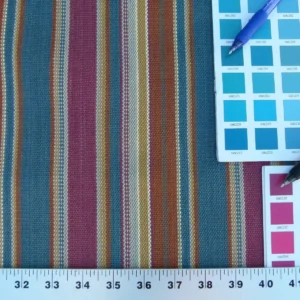 P1050094 Scalamandre Wyke Ruby/Multi Old World Weavers Cotton Stripe MSRP USD 132/Y