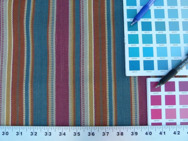 P1050094 Scalamandre Wyke Ruby/Multi Old World Weavers Cotton Stripe MSRP USD 132/Y