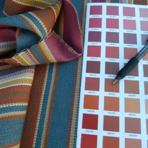 P1050095 Scalamandre Wyke Ruby/Multi Old World Weavers Cotton Stripe MSRP USD 132/Y