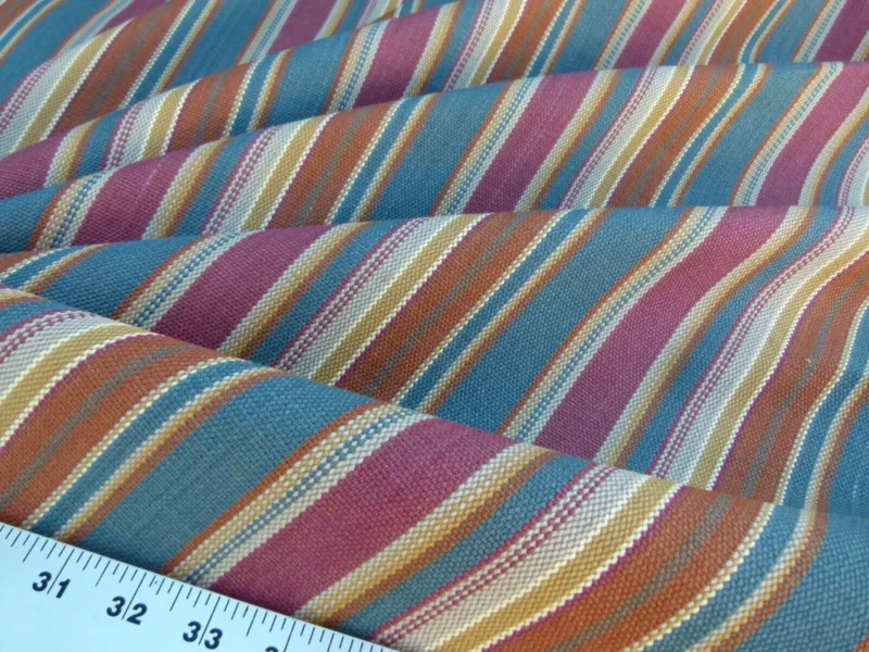 P1050097 Scalamandre Wyke Ruby/Multi Old World Weavers Cotton Stripe MSRP USD 132/Y