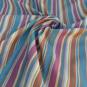 P1050098 Scalamandre Wyke Ruby/Multi Old World Weavers Cotton Stripe MSRP USD 132/Y