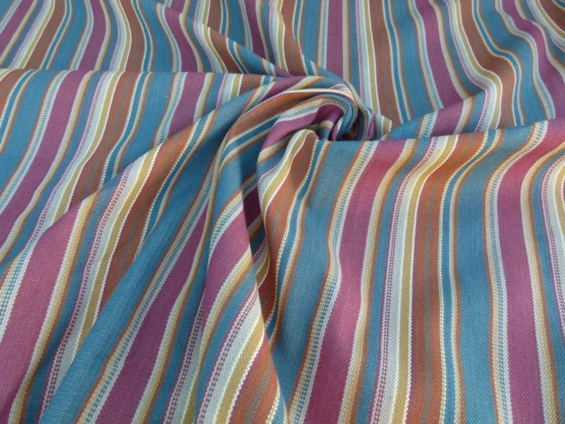 P1050098 Scalamandre Wyke Ruby/Multi Old World Weavers Cotton Stripe MSRP USD 132/Y