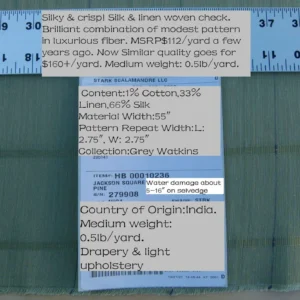 P1040922 Scalamandre Jackson Square Pine Green Watkins Silk Linen Plaid MSRP USD 112/Y 41"wide