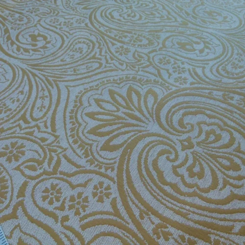 Scalamandre Rodinia Sunshine Yellow Gold White Organic Cotton Classic Damask Chenille Old World Weavers MSRP USD 168